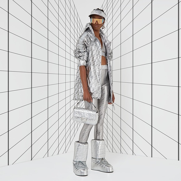 Fendi NM Metallic Napa Embossed Baguette in Silver - Picture 8 of 8